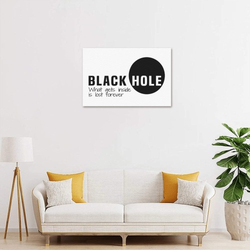 Black Hole What Gets Inside Is Lost Forever Black Upgraded Canvas Print 18"x12"