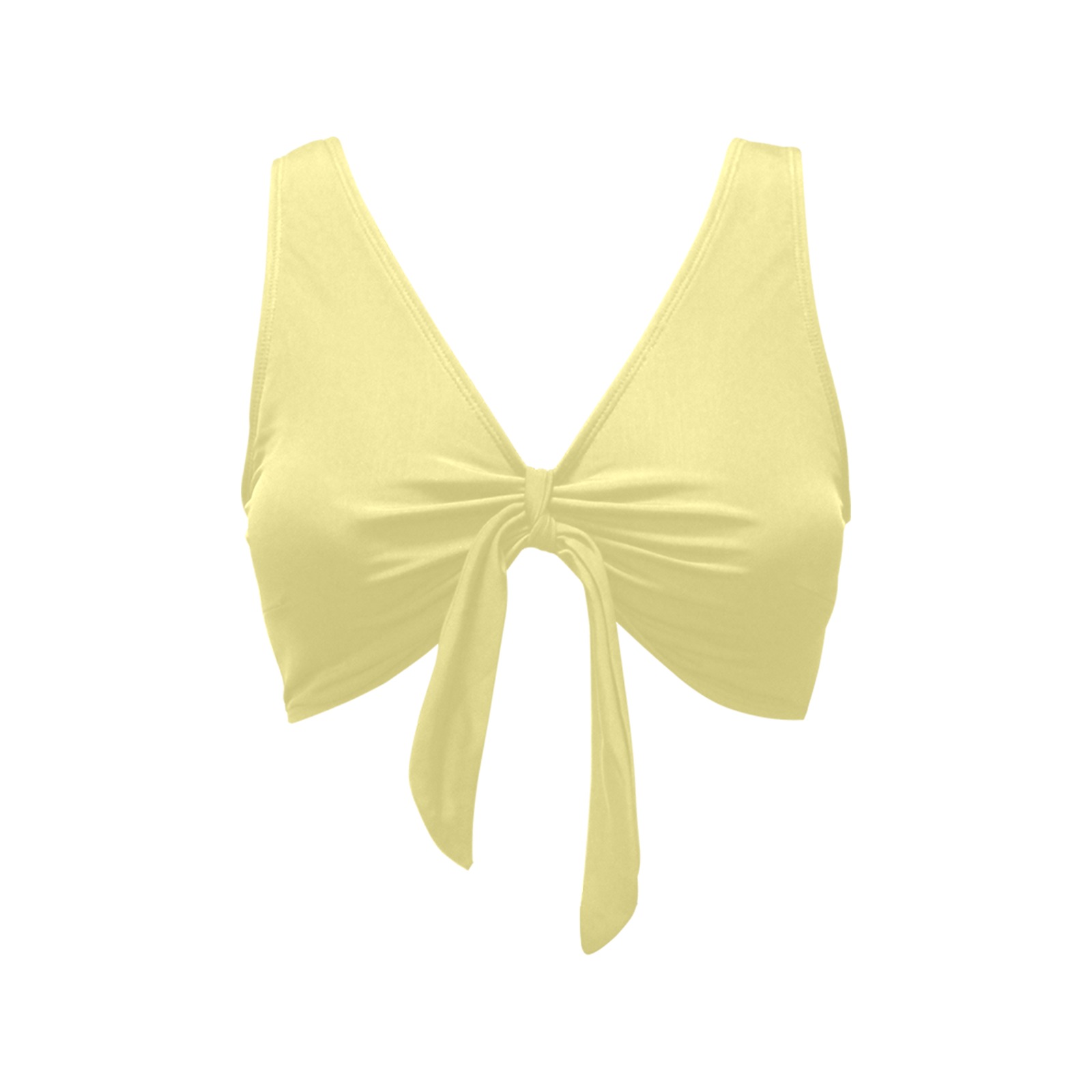 Solid Colors Lt Yellow Chest Bowknot Bikini Top (Model S33)