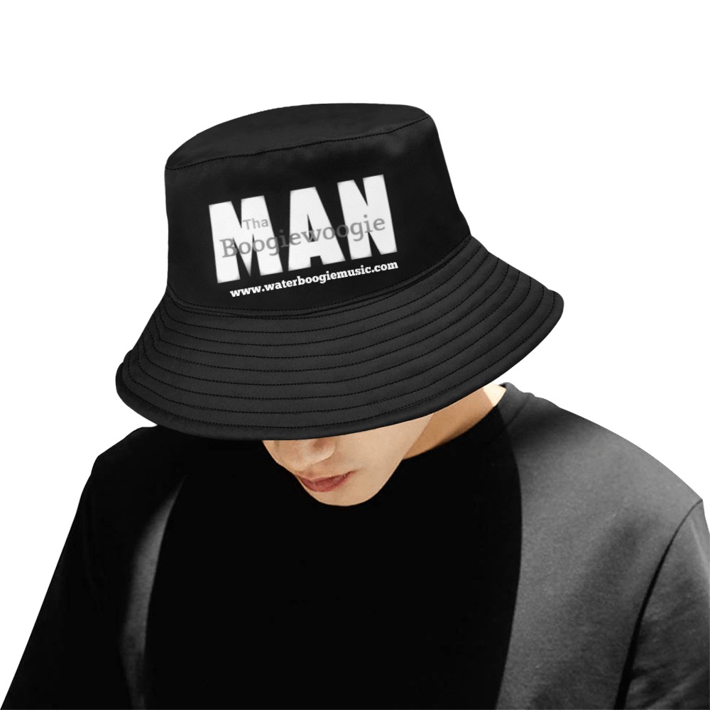 DIONIO Clothing - Tha Boogiewoogie Man Black Bucket Hat (Black & White Logo) All Over Print Bucket Hat for Men