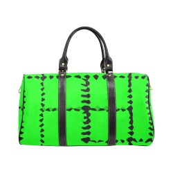 Black Interlocking Squares Mosaic green New Waterproof Travel Bag/Large (Model 1639)