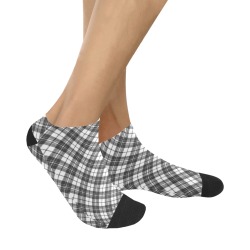 Tartan black white pattern holidays Christmas xmas elegant lines geometric cool fun classic elegance Men's Ankle Socks