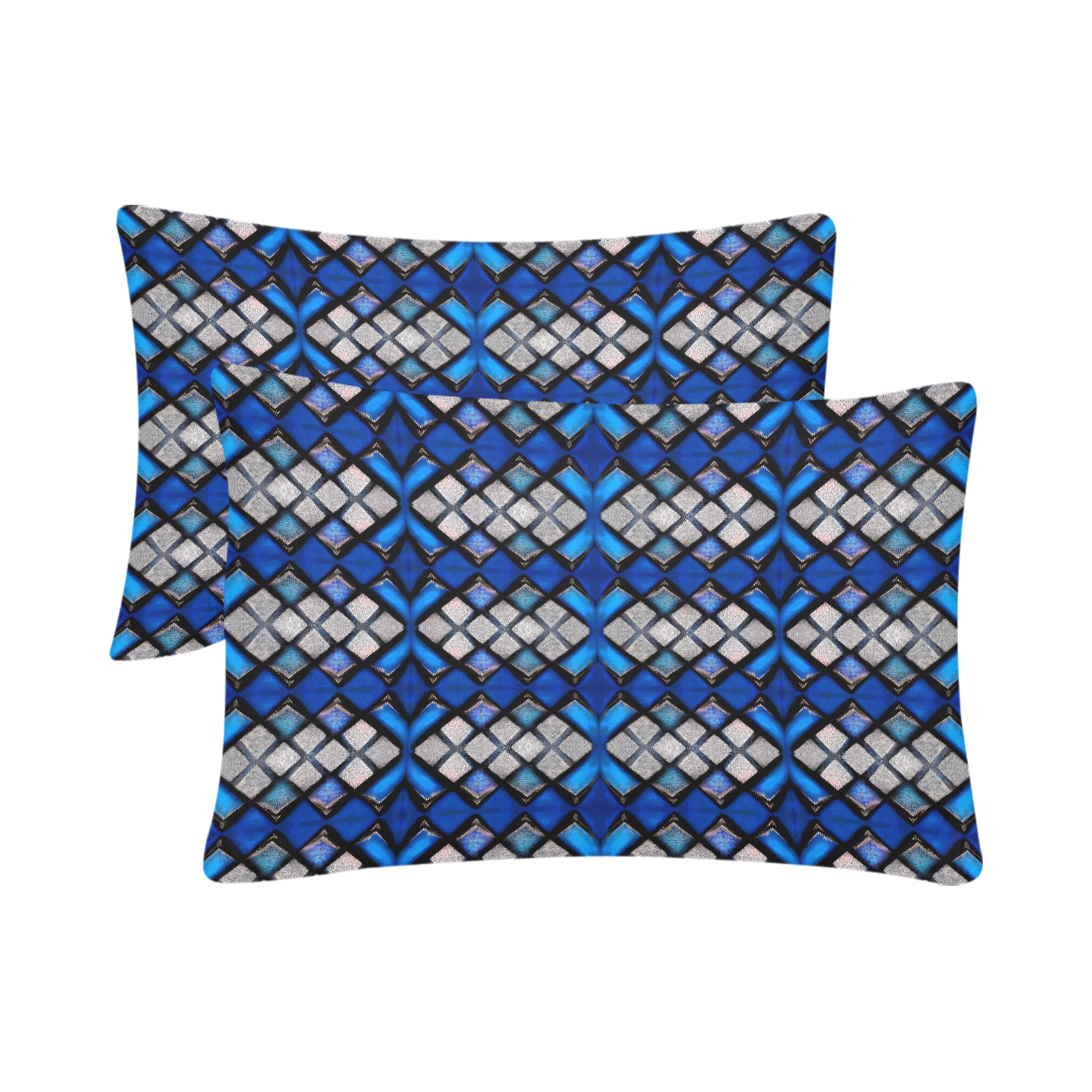 blue and silver repeating pattern Custom Pillow Case 20"x 30" (One Side) (Set of 2)