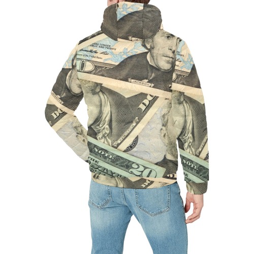 US PAPER CURRENCY Men's Padded Hooded Jacket (Model H42)