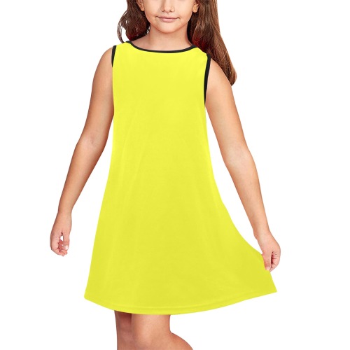 color maximum yellow Girls' Sleeveless Dress (Model D58)