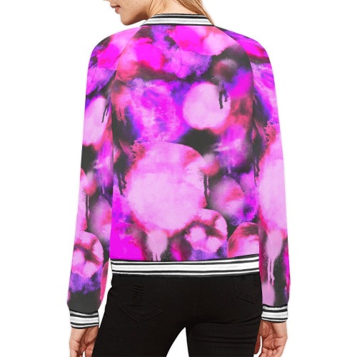 Graffiti dots pink and dark-2 All Over Print Bomber Jacket for Women (Model H21)