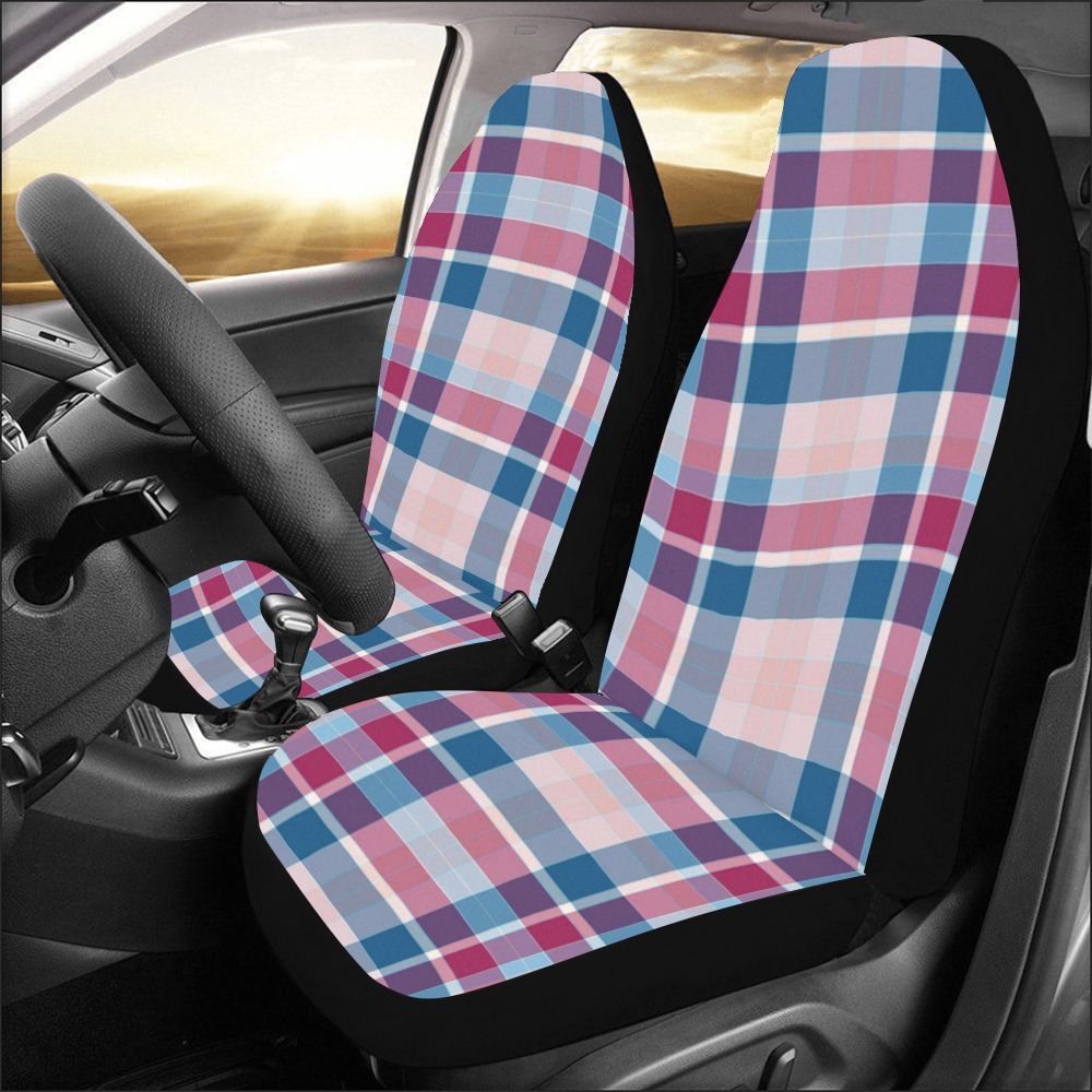 Fun Pastels Plaid Car Seat Covers (Set of 2&2 Separated Designs)