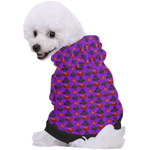 Las Vegas Poker Card Shapes - Purple Pet Dog Hoodie