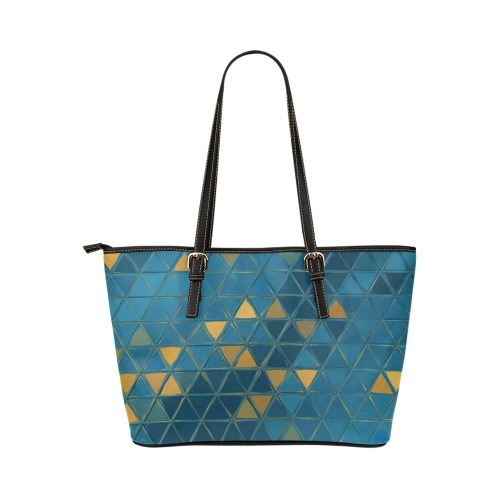 mosaic triangle 6 Leather Tote Bag/Small (Model 1651)
