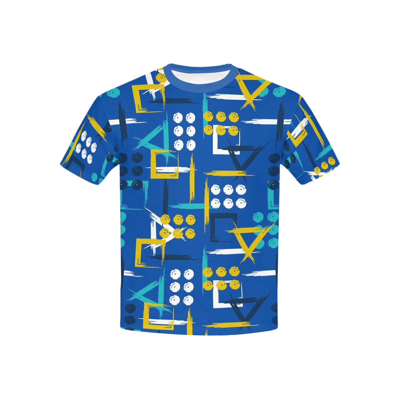 Blue Geometric Abstract Kids' All Over Print T-shirt (USA Size) (Model T40)