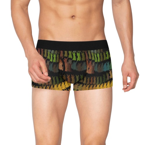 Tangles Stripes in Warm Colors Men's Boxer Briefs with Fly (Model L49)