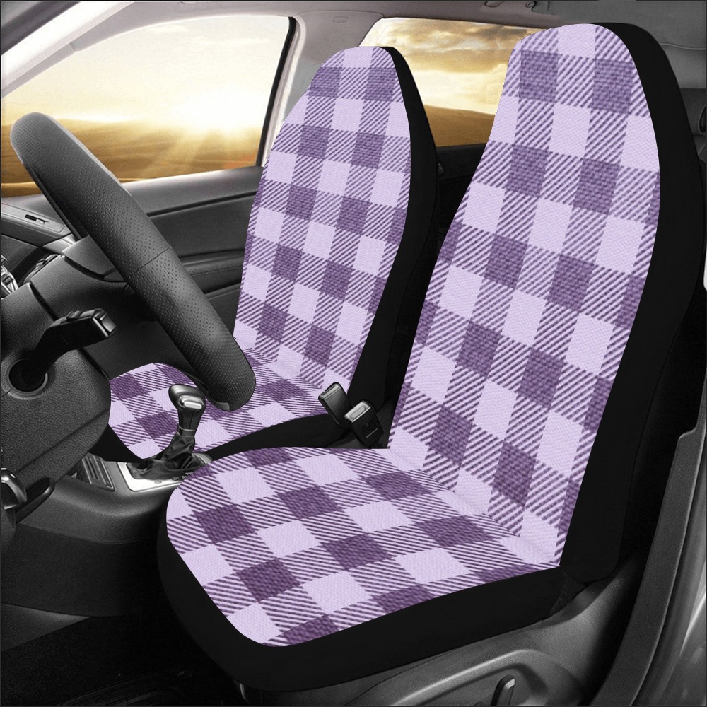 Pastel Purple Plaid Car Seat Covers (Set of 2)