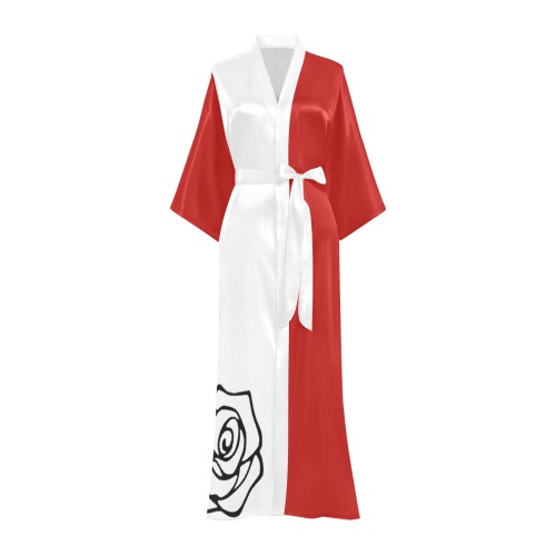 Aromatherapy Apparel White/Red Kimono Robe Long Kimono Robe