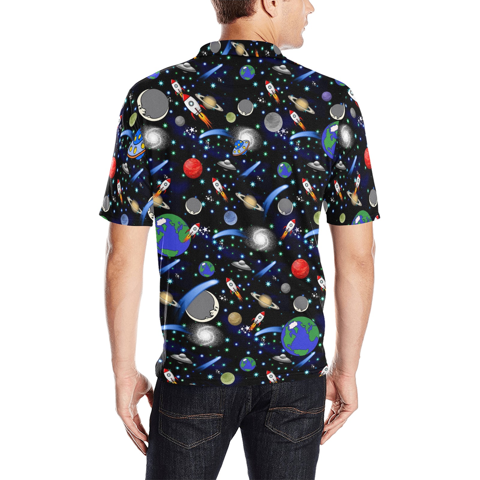 Galaxy Universe Men's All Over Print Polo Shirt (Model T55)