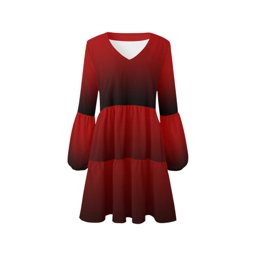 PENDENZA Red V-Neck Loose Fit Dress (Model D62)