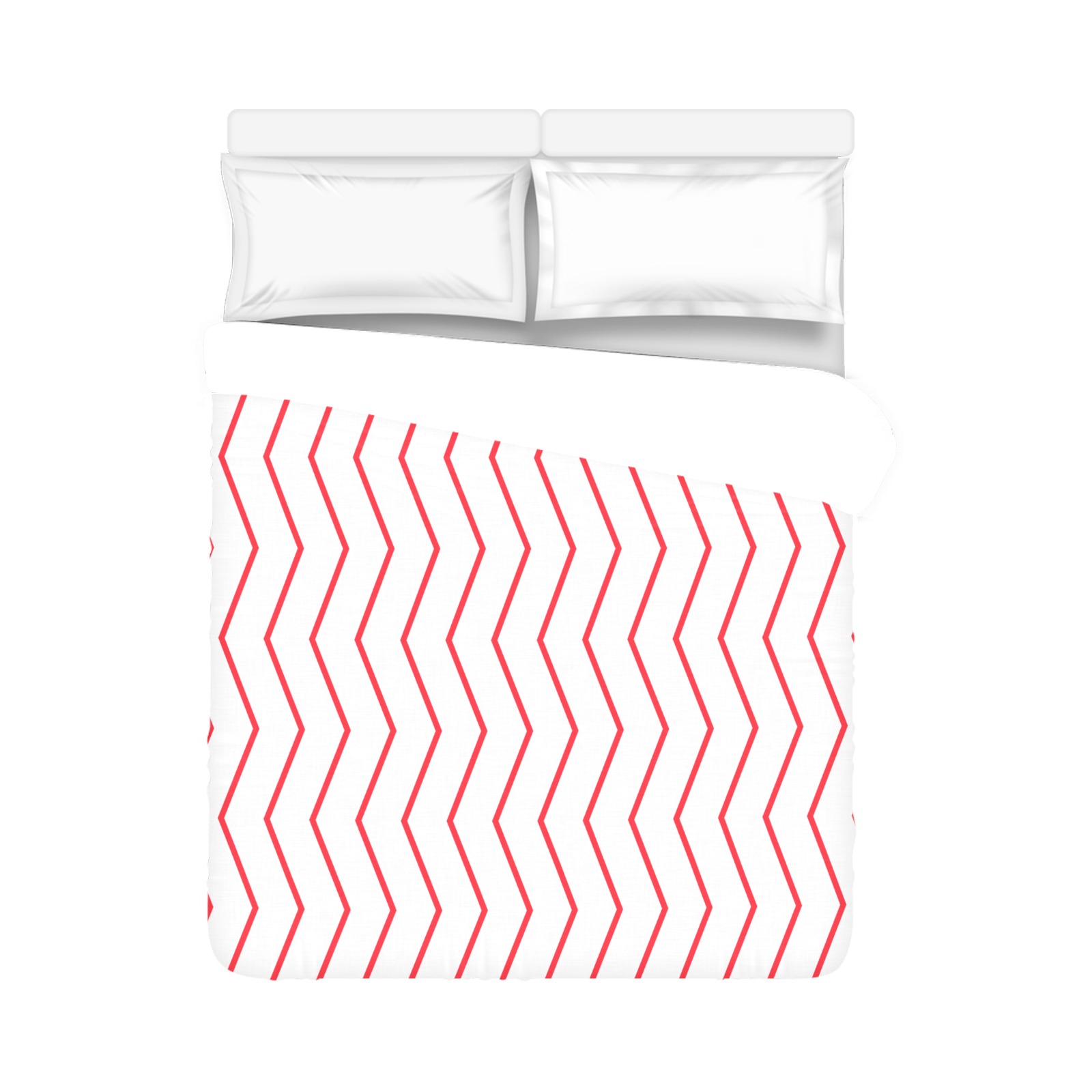 White red chevron vertical lines pattern Duvet Cover 86"x70" ( All-over-print)