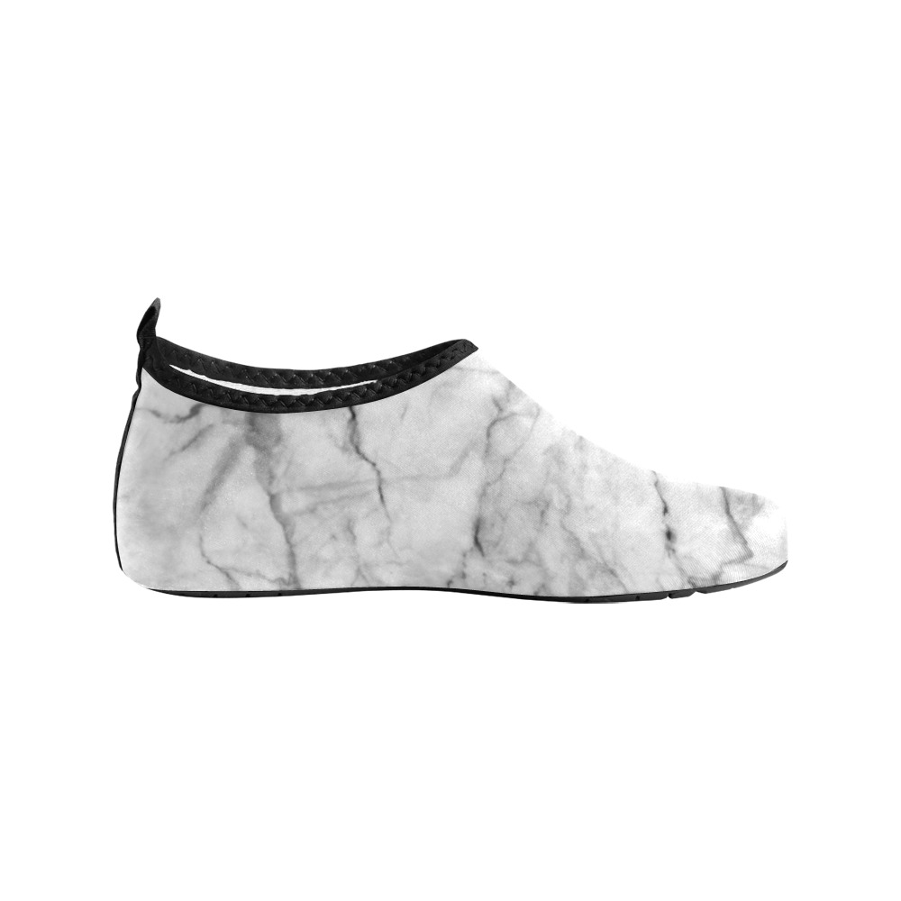 White gray marble texture Kids' Slip-On Water Shoes (Model 056)