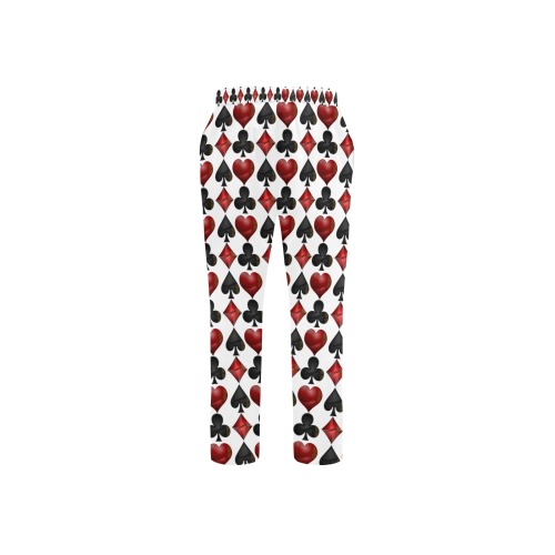 Playing Card Symbols on White Men's All Over Print Casual Trousers (Model L68)