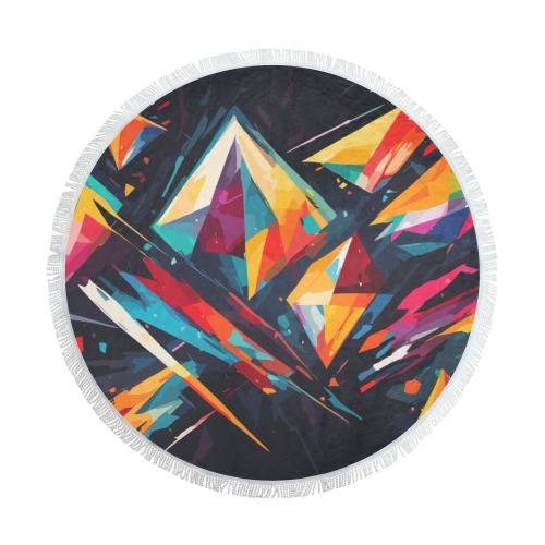Diamond brilliant shapes. Colorful abstract art Circular Beach Shawl Towel 59"x 59"