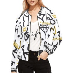 please step back you're standing in my aura All Over Print Bomber Jacket for Women (Model H21)