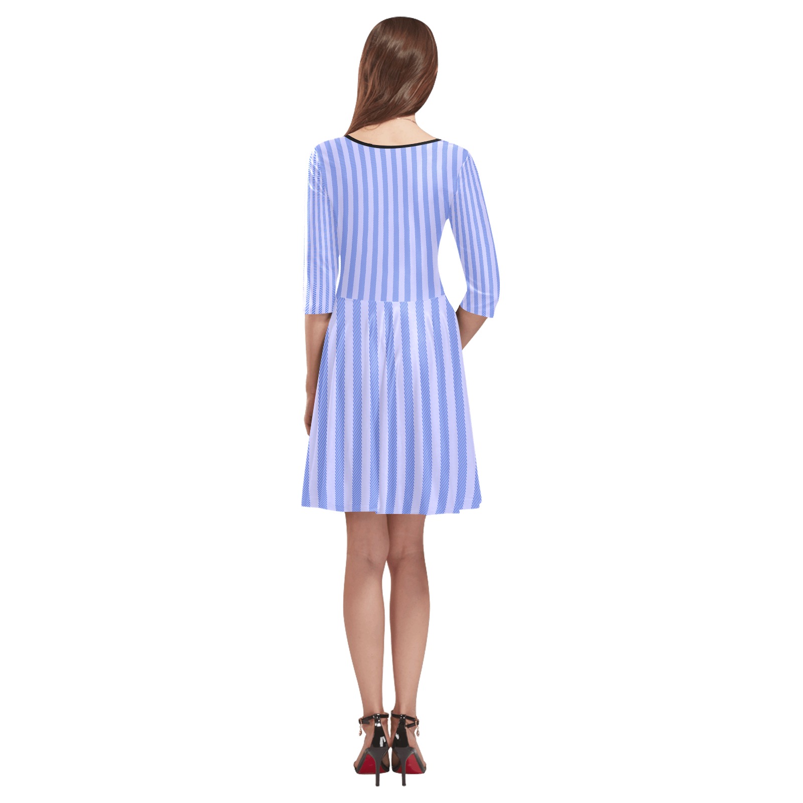 checks (40) Tethys Half-Sleeve Skater Dress(Model D20)