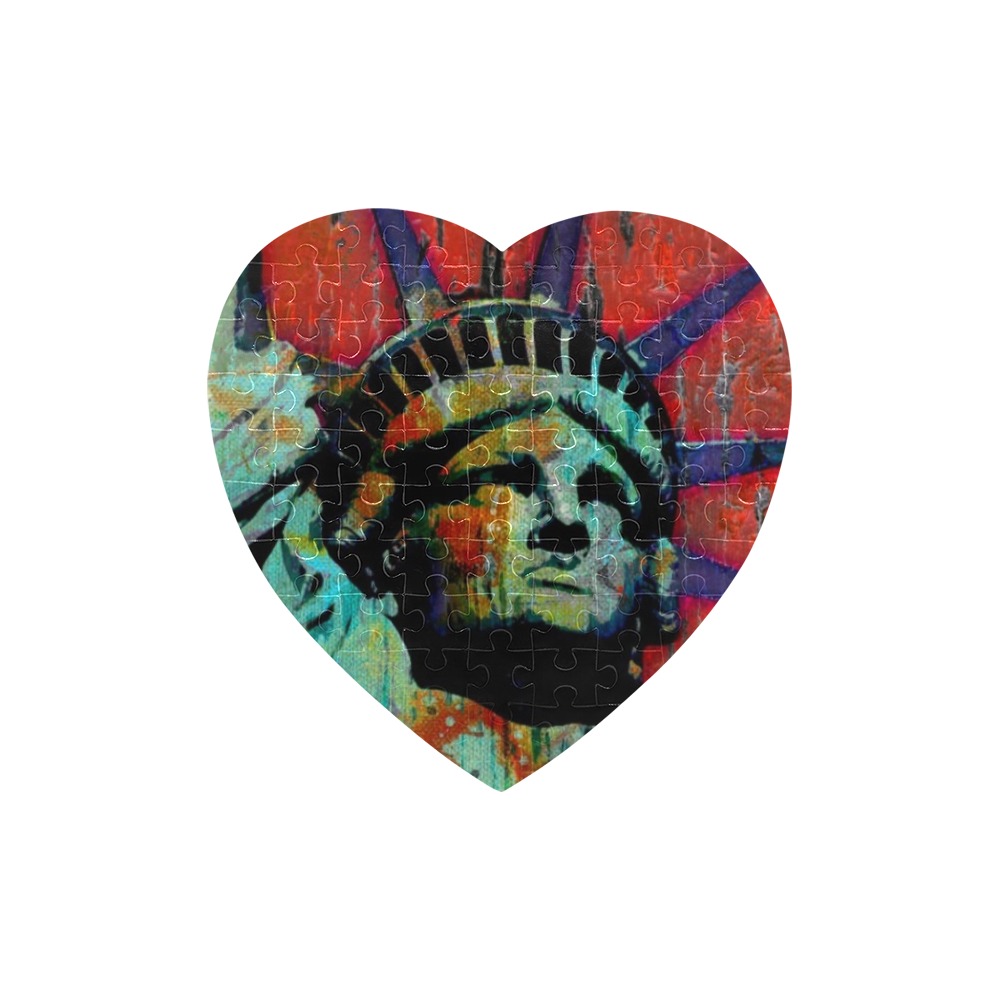 STATUE OF LIBERTY Heart-Shaped Jigsaw Puzzle (Set of 75 Pieces)