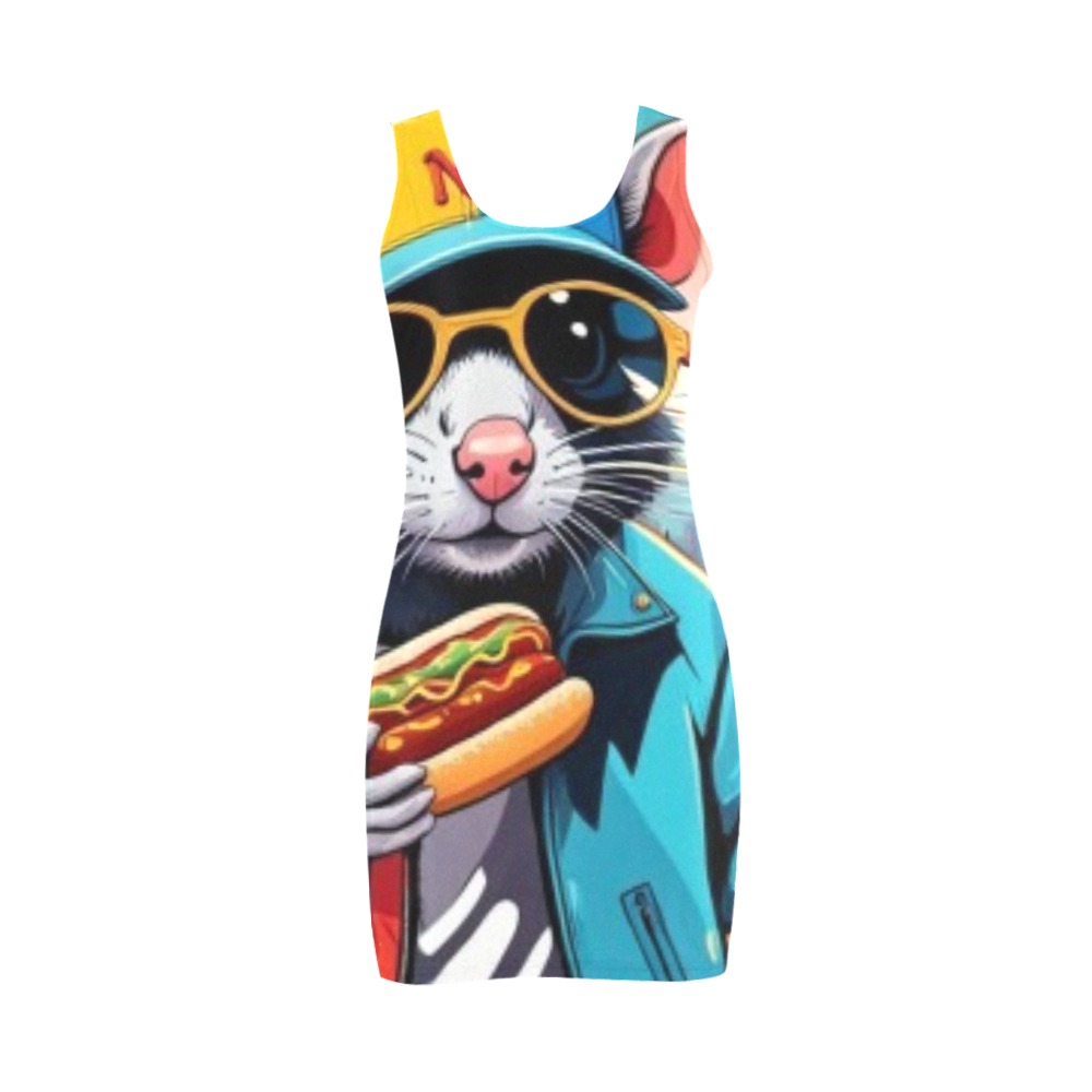 HOT DOG EATING NYC RAT 2 Medea Vest Dress (Model D06)