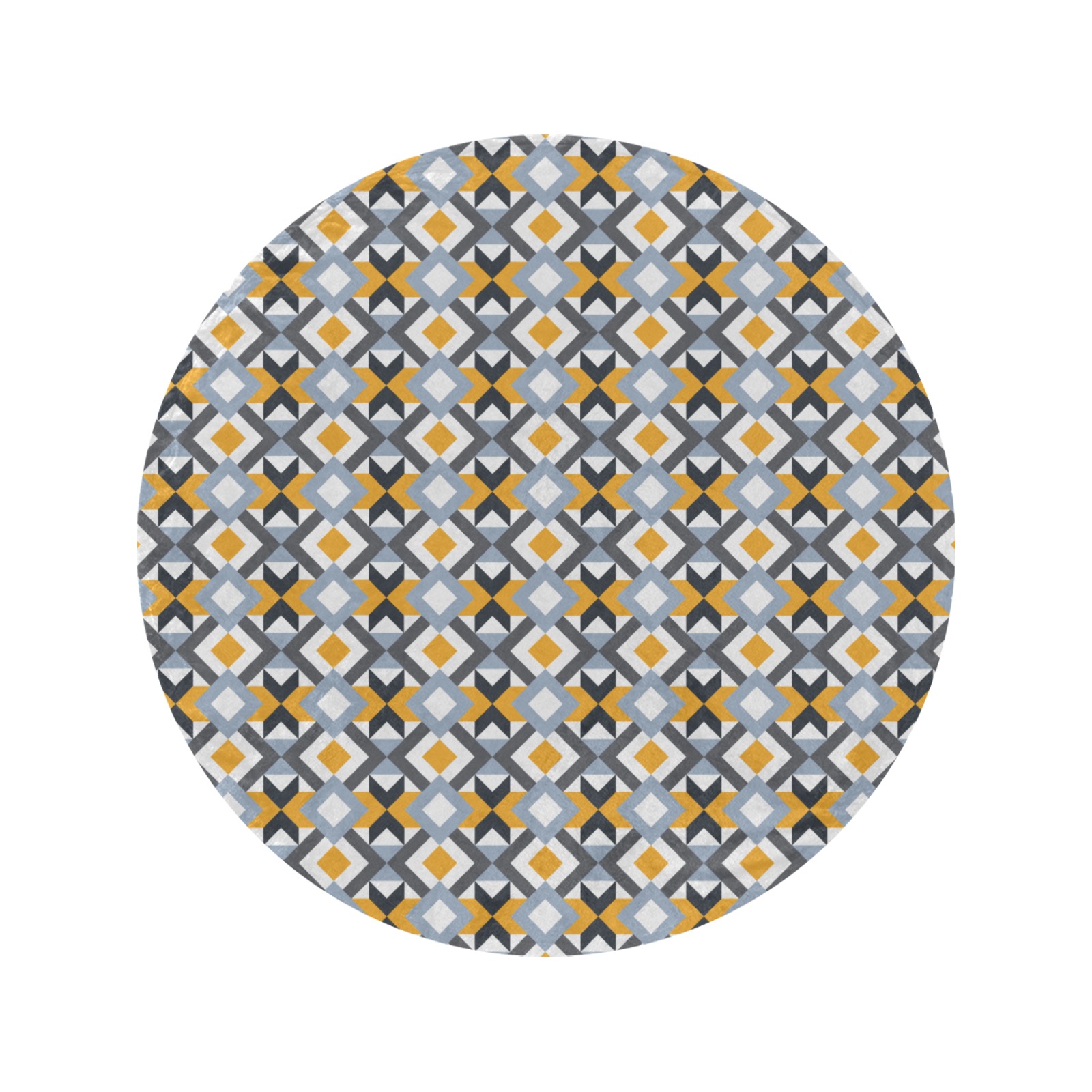Retro Angles Abstract Geometric Pattern Circular Ultra-Soft Micro Fleece Blanket 60"