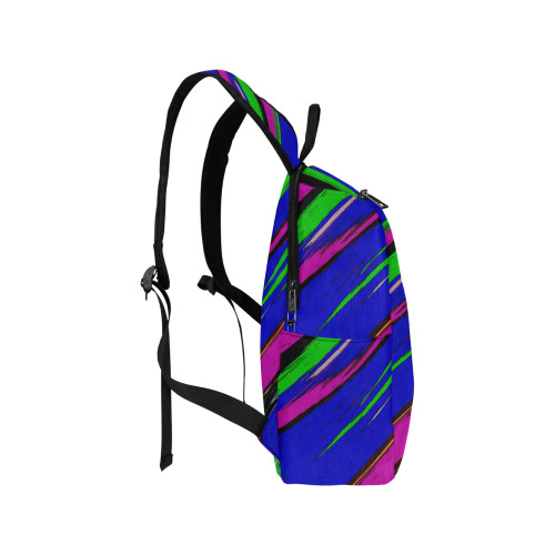 Diagonal Green Blue Purple And Black Abstract Art Lightweight Casual Backpack (Model 1730)