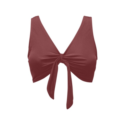 Solid Colors Burgundy Chest Bowknot Bikini Top (Model S33)