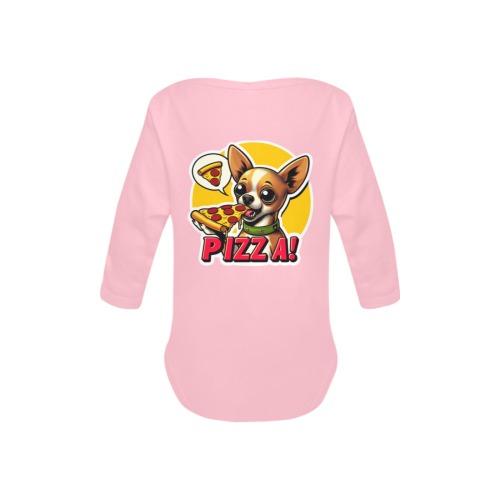 CHIHUAHUA EATING PIZZA 11 Baby Powder Organic Long Sleeve One Piece (Model T27)