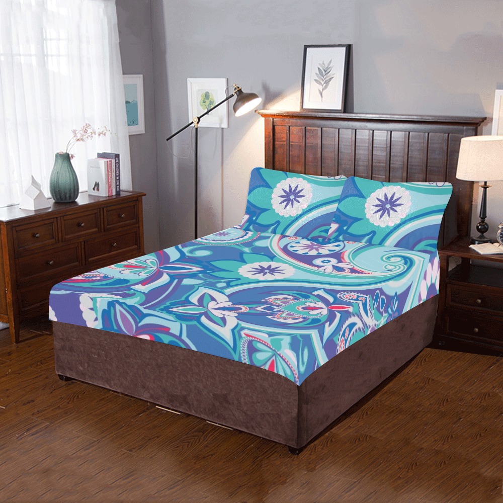 Blue Paisley 3-Piece Bedding Set