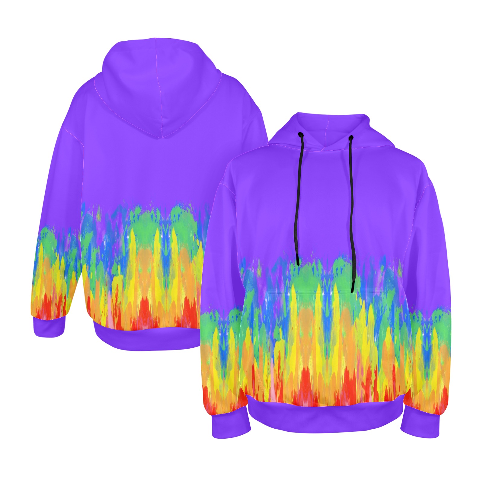 Abstract Paint Flames Purple Men's All Over Print Hoodie (Model H61)