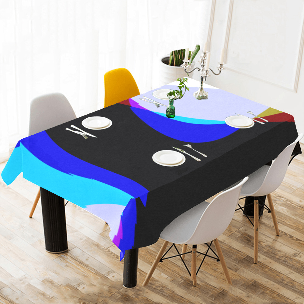 Abstract 2322 Cotton Linen Tablecloth 60"x 104"