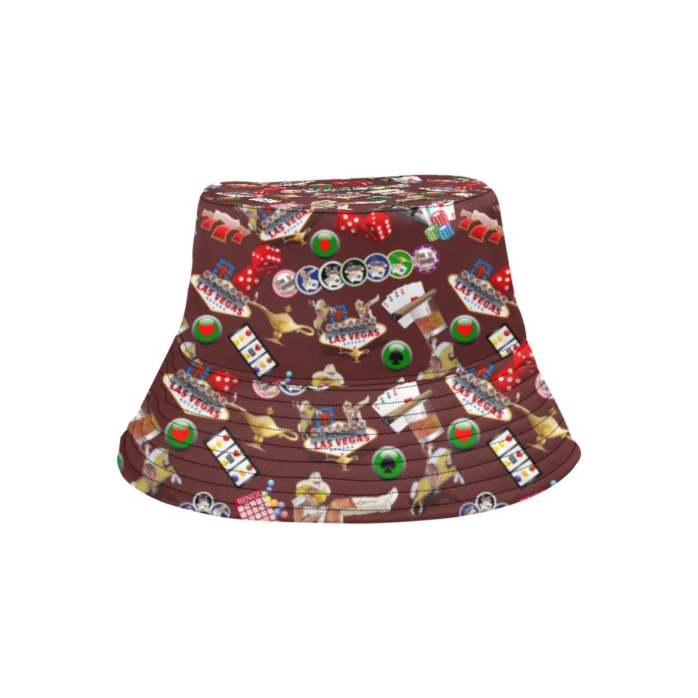 Las Vegas Icons Gamblers Delight / Brown All Over Print Bucket Hat for Men