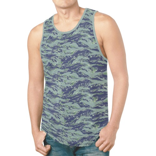 Jungle Tiger Stripe Green Camouflage New All Over Print Tank Top for Men (Model T46)