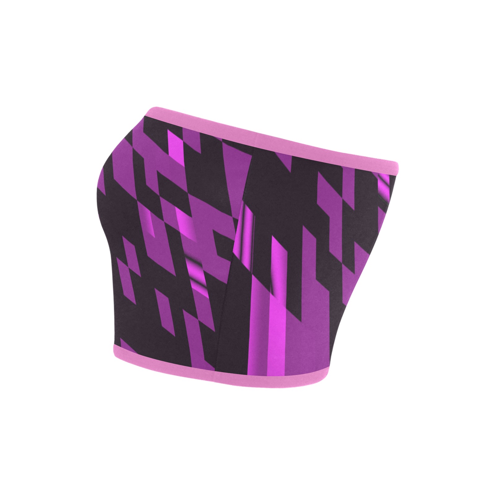 Pink Black Geometric Abstract Bandeau Top