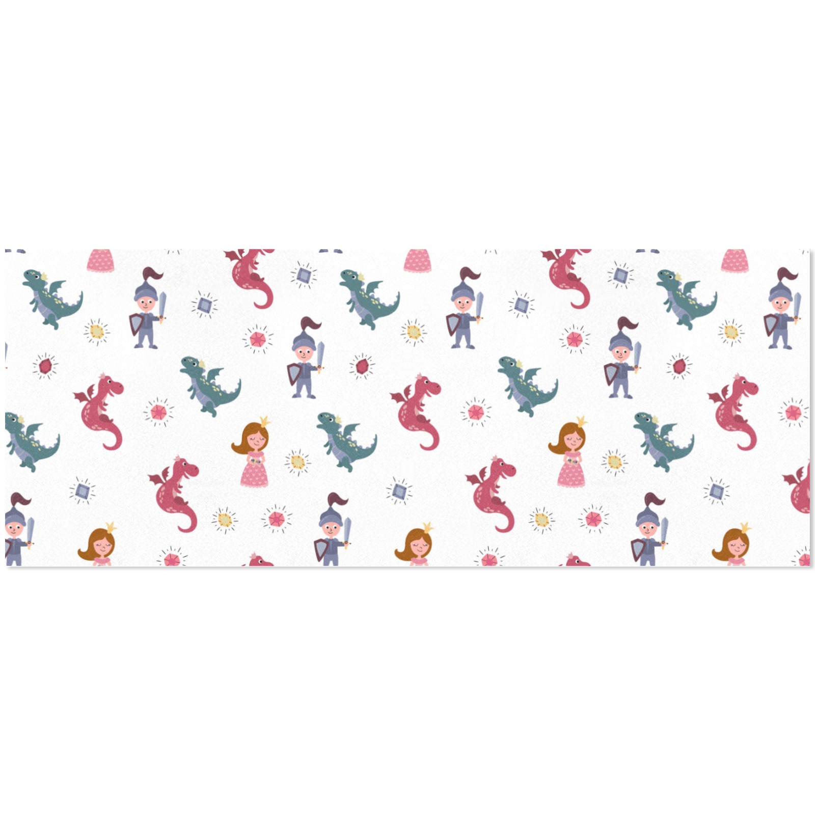 Kids Knight And Dragon Pattern Gift Wrapping Paper 58"x 23" (1 Roll)