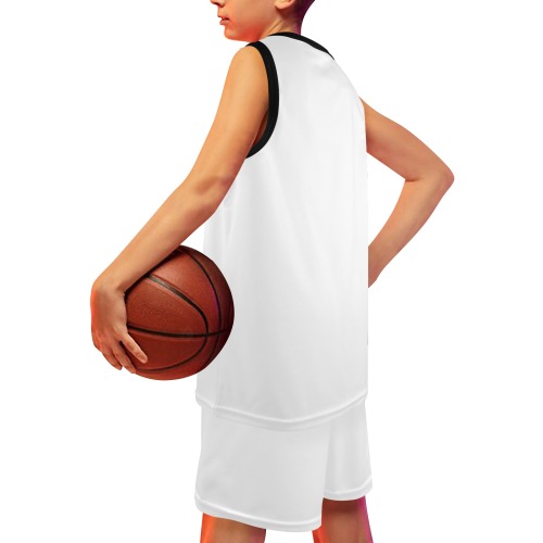 white gym shirt Big Boys' Basketball Uniform