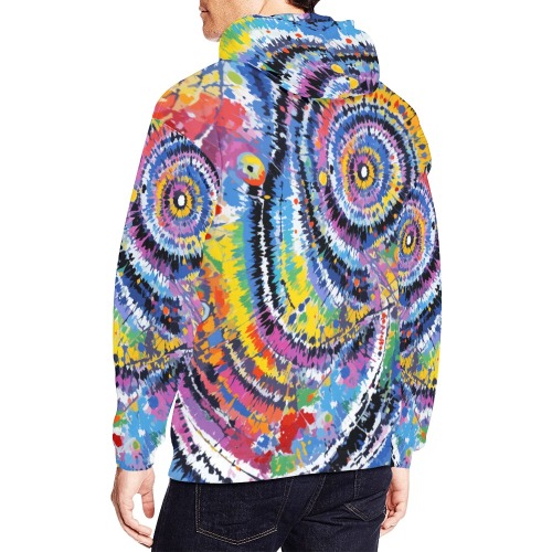 Whirlpool of colors abstract tie-dye pattern. All Over Print Hoodie for Men (USA Size) (Model H13)