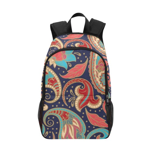 Vintage Paisley Fabric Backpack with Side Mesh Pockets (Model 1659)