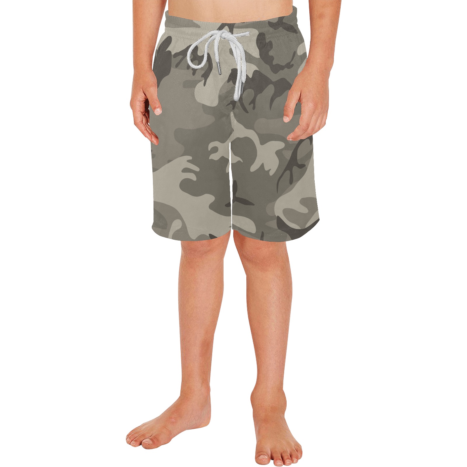 Camo Grey Boys' Casual Beach Shorts (Model L52)