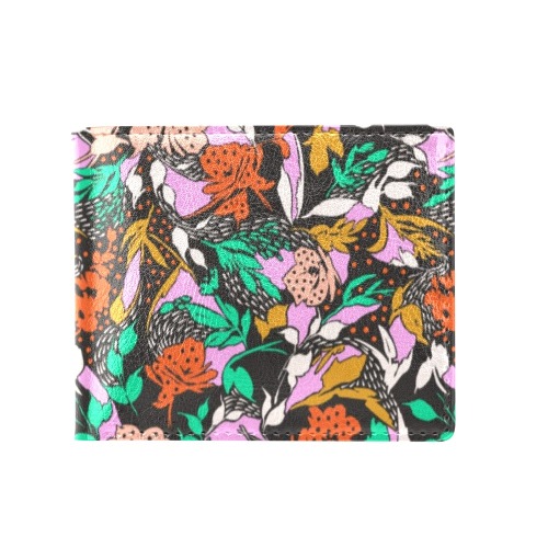 Modern floral simple 2 Bifold Wallet with Coin Pocket (Model 1706)