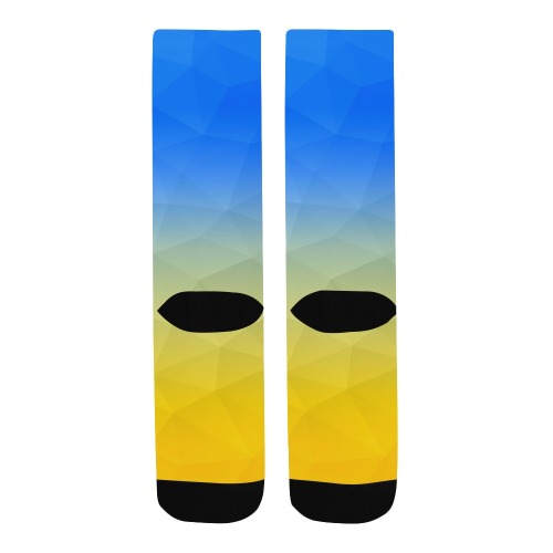 Ukraine yellow blue geometric mesh pattern Men's Custom Socks
