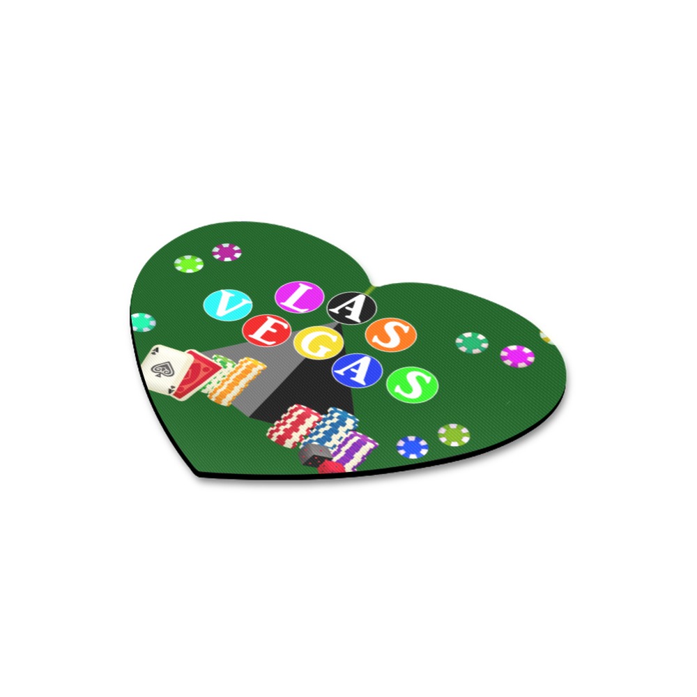 Las Vegas Pyramid and Poker Chips - Green Heart-shaped Mousepad