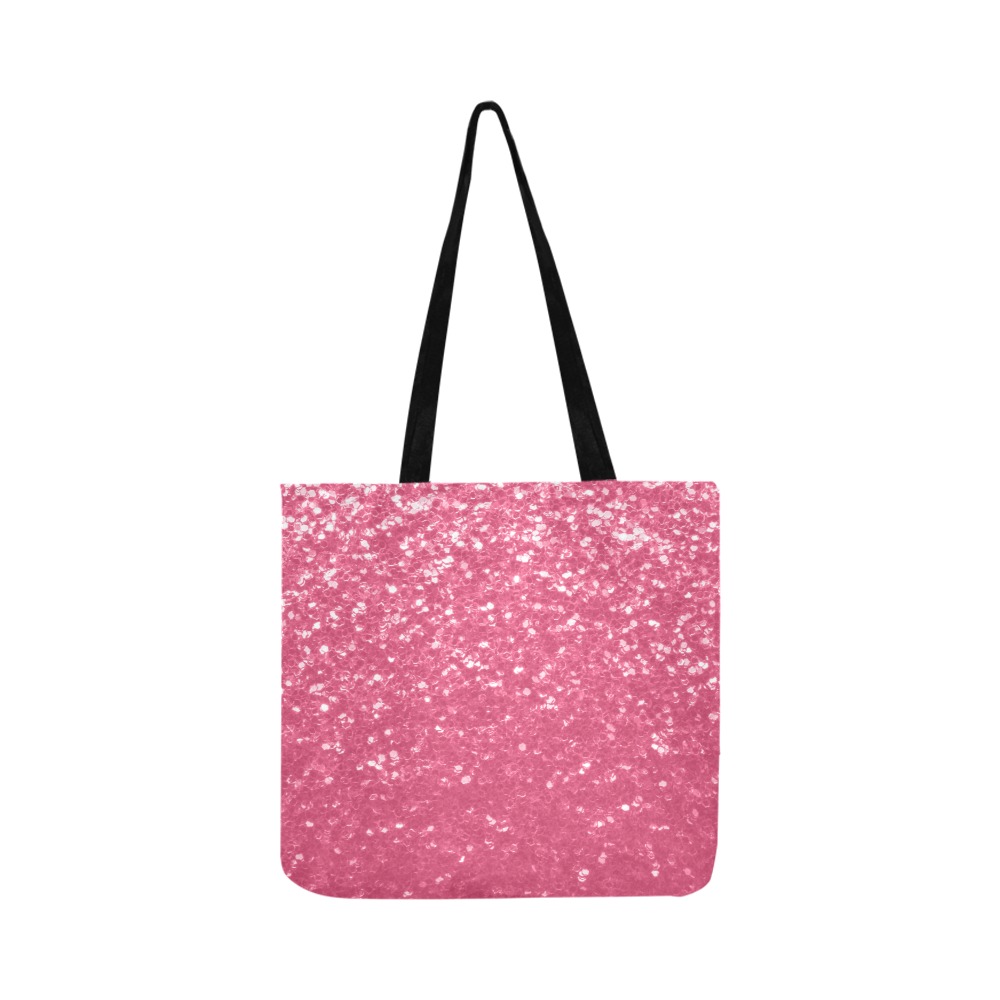 Magenta light pink red faux sparkles glitter Reusable Shopping Bag Model 1660 (Two sides)