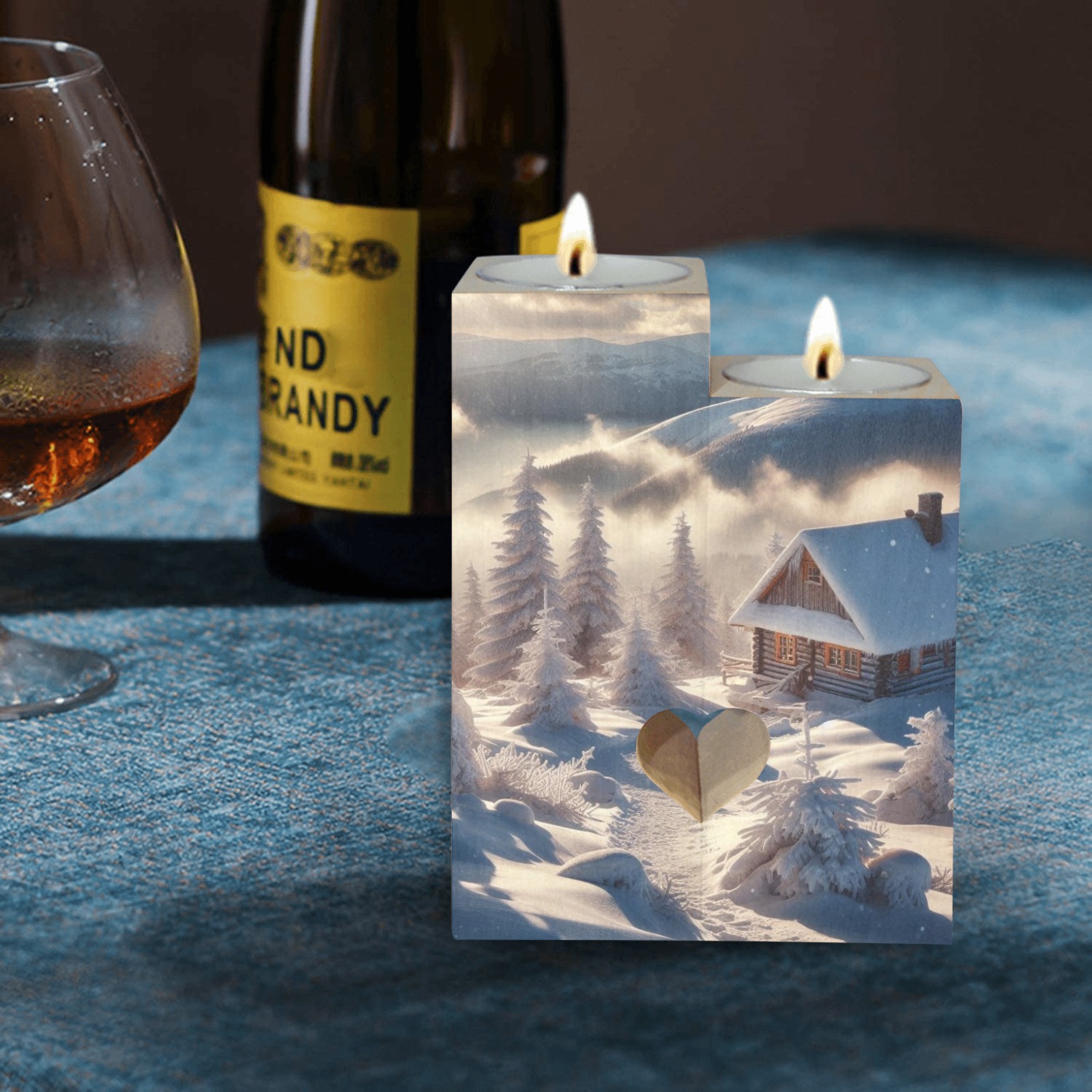 Cabin Candle Wooden Candle Holder (Without Candle)