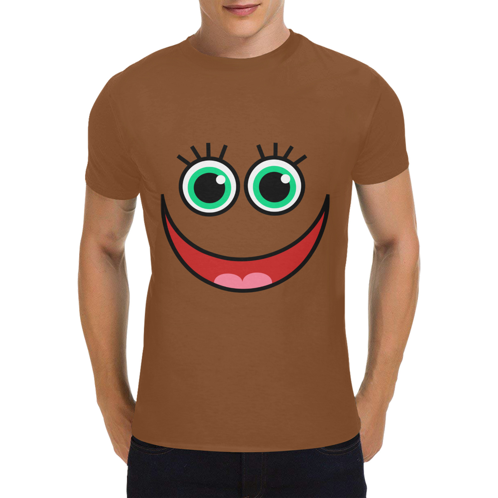 Don’t Worry Be Happy Cartoon Face Men's T-Shirt in USA Size (Two Sides Printing)