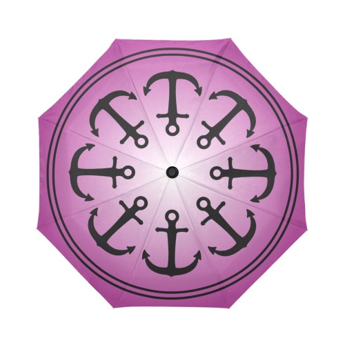 Anchors on Hot Pink Auto-Foldable Umbrella (Model U04)