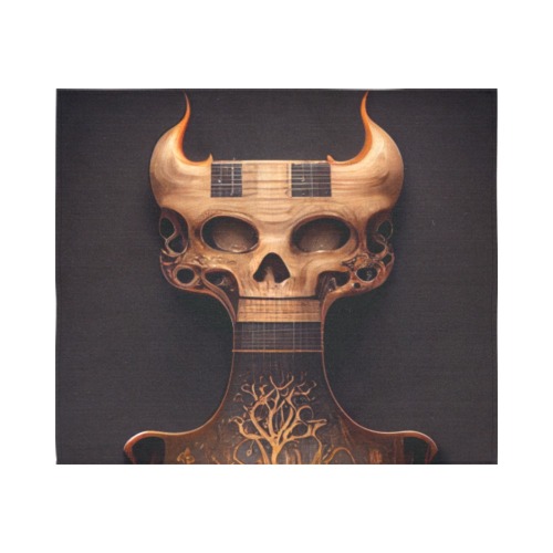 Rock guitar skull #1 Cotton Linen Wall Tapestry 60"x 51"