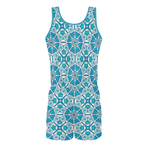 Repper Geo Abstract All Over Print Vest Short Jumpsuit